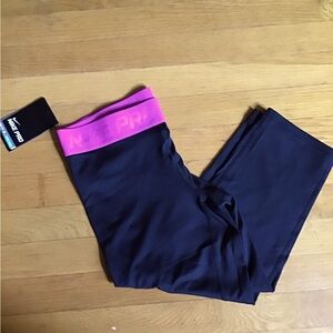 Nike Pro Black Leggings with Vibrant Pink Waistband